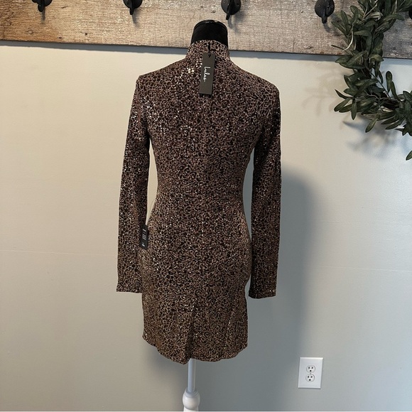 Lulus Party Instinct Black and Gold Leopard Mesh Sequin
Mini Dress Size Medium - Picture 9 of 14